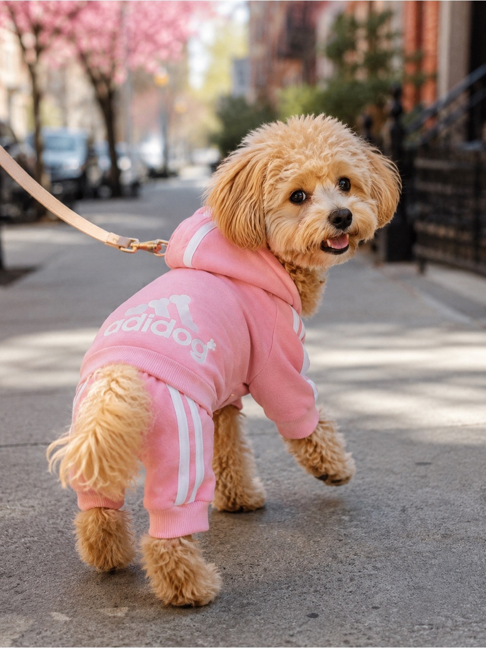 Pink Dog Hoodie Tracksuit - Stylish Pet Activewear